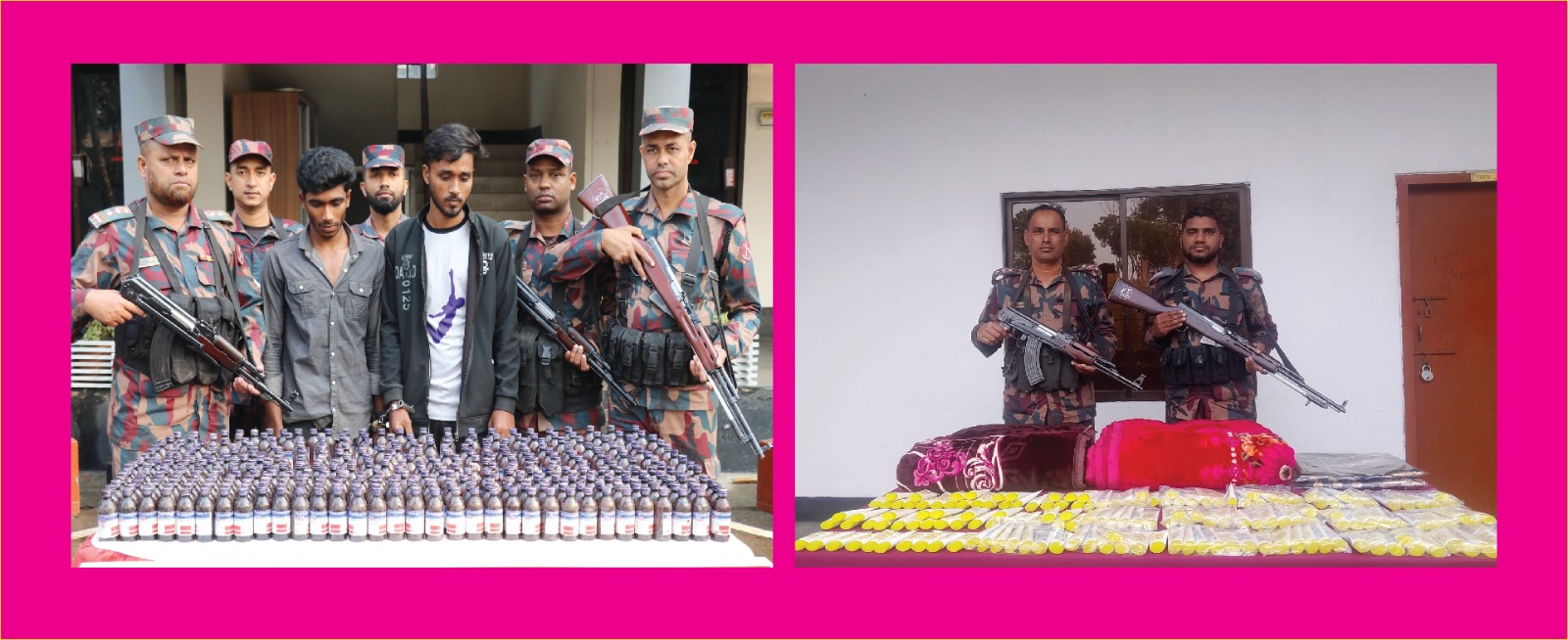 যশোর ব্যাটালিয়ন ৪৯ বিজিবির অভিযানে ভারতীয় ৩৯৭ বোতল Cough syrup সহ দুই চোরাচালানী আটক।