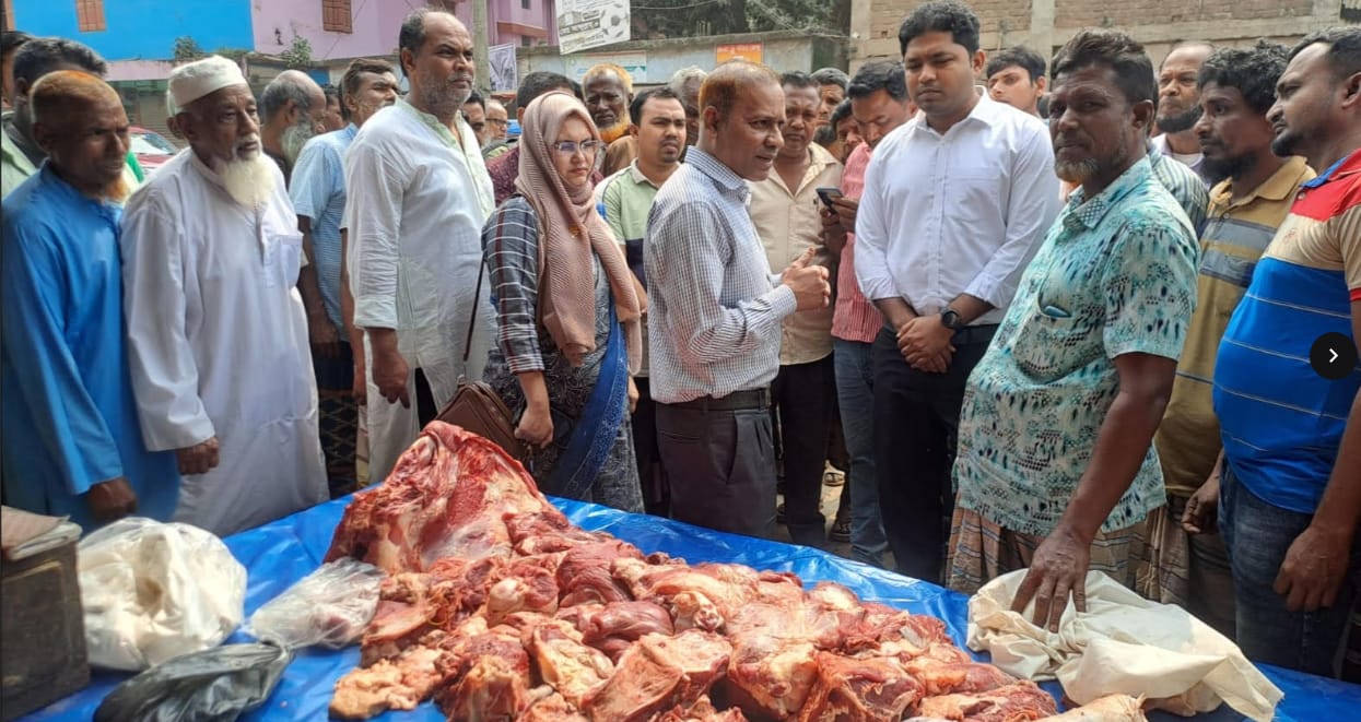 ঘোড়াঘাটে অসুস্থ ও বাসি গরুর মাংস বিক্রির অভিযোগ: ব্যবসায়ীকে ১০ হাজার টাকা জরিমানা