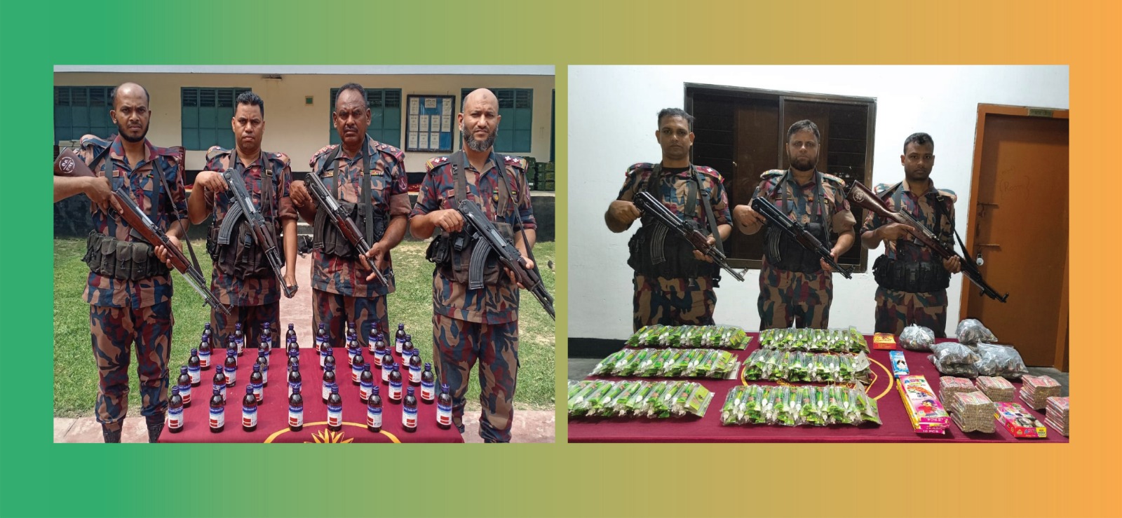 যশোর ব্যাটালিয়ন ৪৯ বিজিবির অভিযানে বাজি সহ ভারতীয় পণ্য আটক।