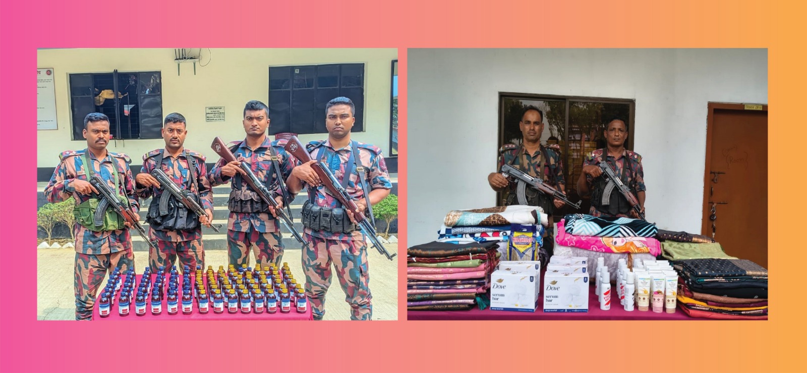 যশোর ব্যাটালিয়ন ৪৯ বিজিবির অভিযানে দশ লক্ষ ঊনপঞ্চাশ হাজার চারশত টাকার ভারতীয় পণ্য আটক।