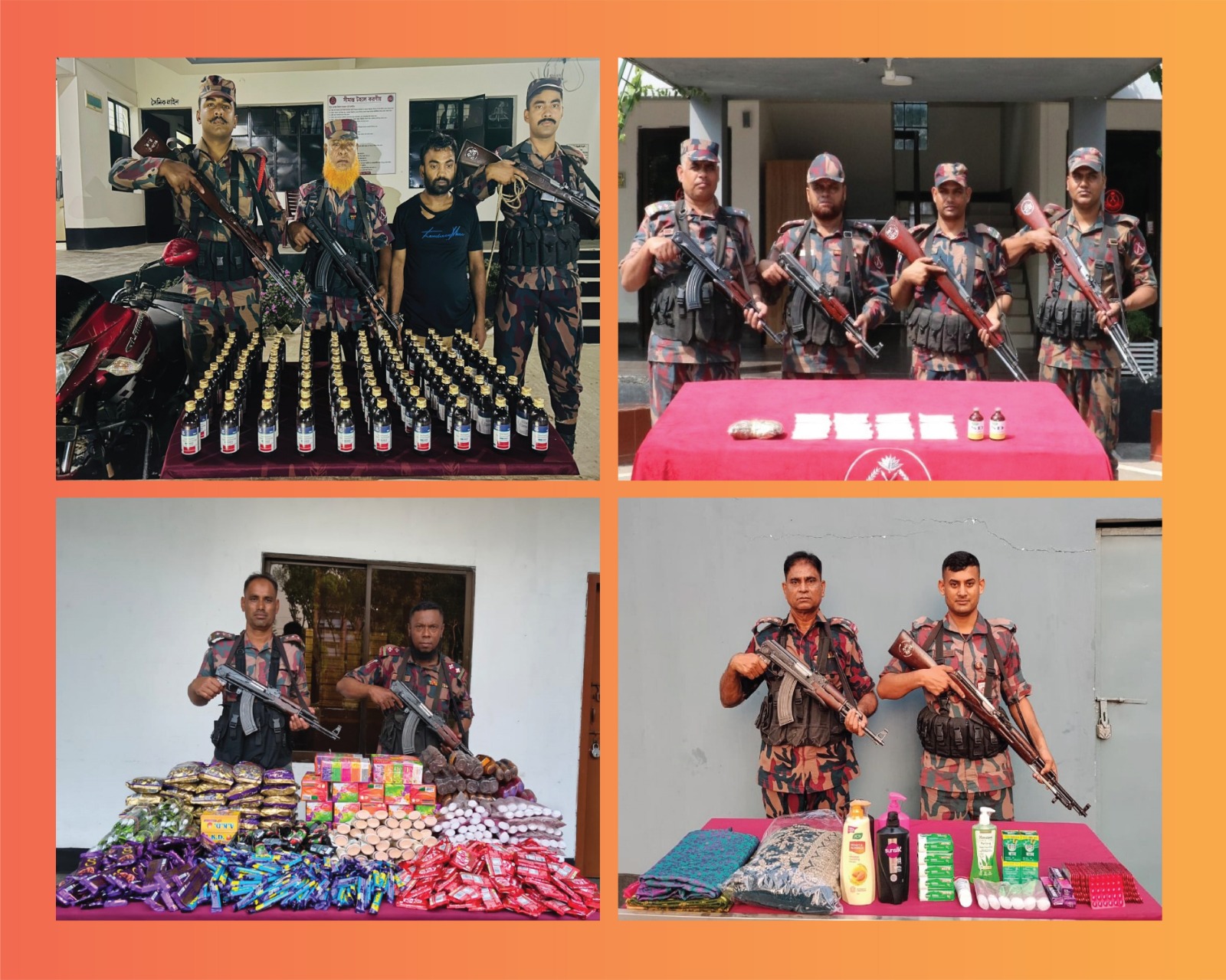 যশোর ব্যাটালিয়ন ৪৯ বিজিবির অভিযানে সীমান্ত থেকে ভারতীয় বিভিন্ন পন্য আটক।