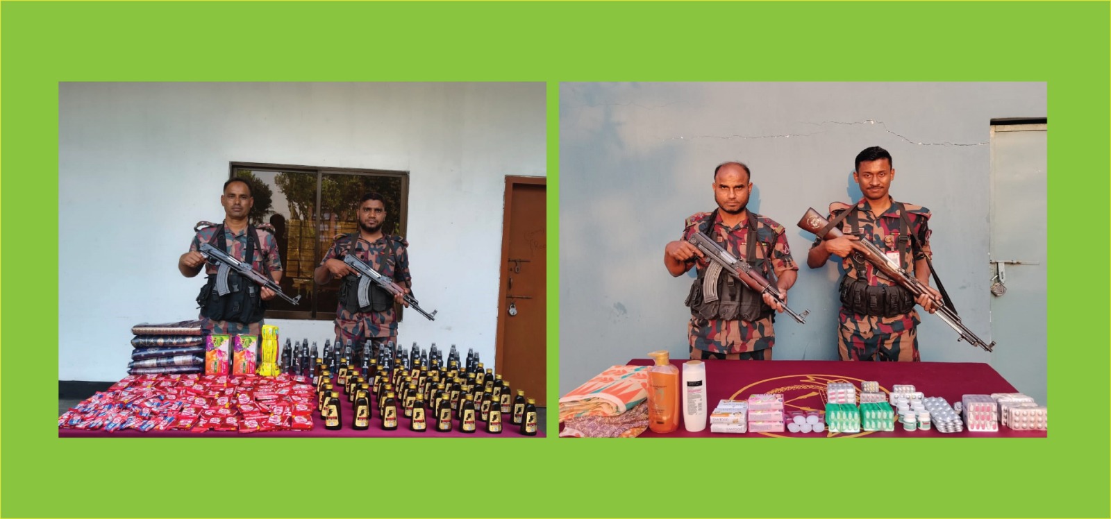 যশোর ব্যাটালিয়ন ৪৯ বিজিবির অভিযানে ভারতীয় পণ্য আটক।