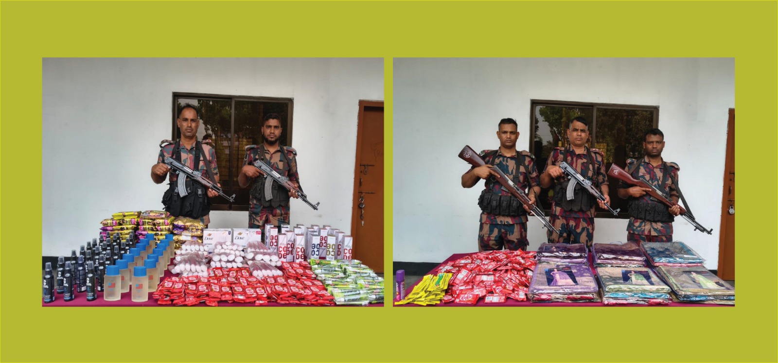 যশোর ব্যাটালিয়ন ৪৯ বিজিবির অভিযানে বারো লক্ষ চৌদ্দ হাজার টাকা ভারতীয় পণ্য আটক।