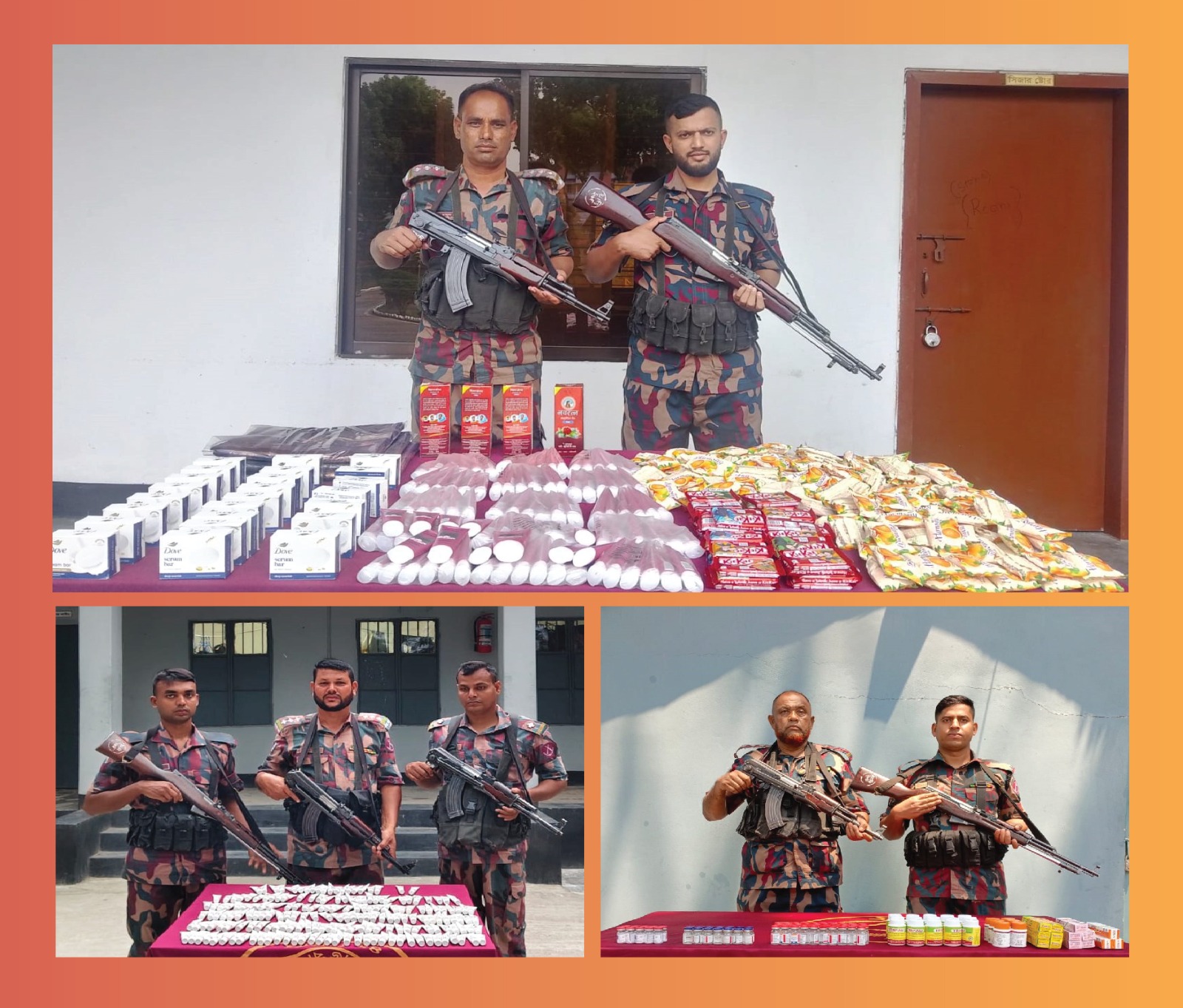 যশোর ব্যাটালিয়ন ৪৯ বিজিবির অভিযানে সীমান্ত থেকে ভারতীয় বিভিন্ন পন্য আটক।