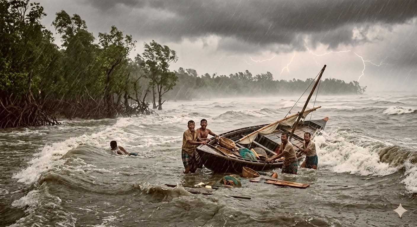 সুন্দরবনে ঝড়ে নৌকাডুবিতে এখনও খোঁজ মেলেনি ৪ জনের
