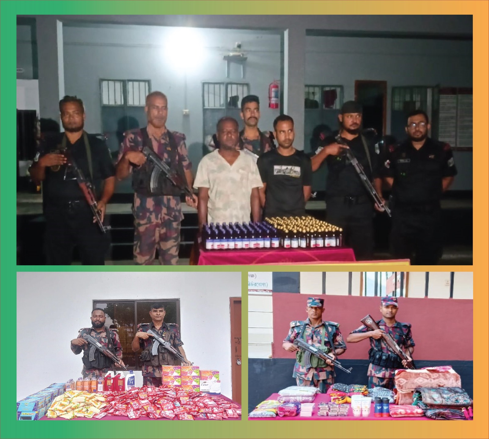 যশোর ব্যাটালিয়ন ৪৯ বিজিবির অভিযানে নেশা জাতীয় ভারতীয় সিরাপ সহ আটক ২-