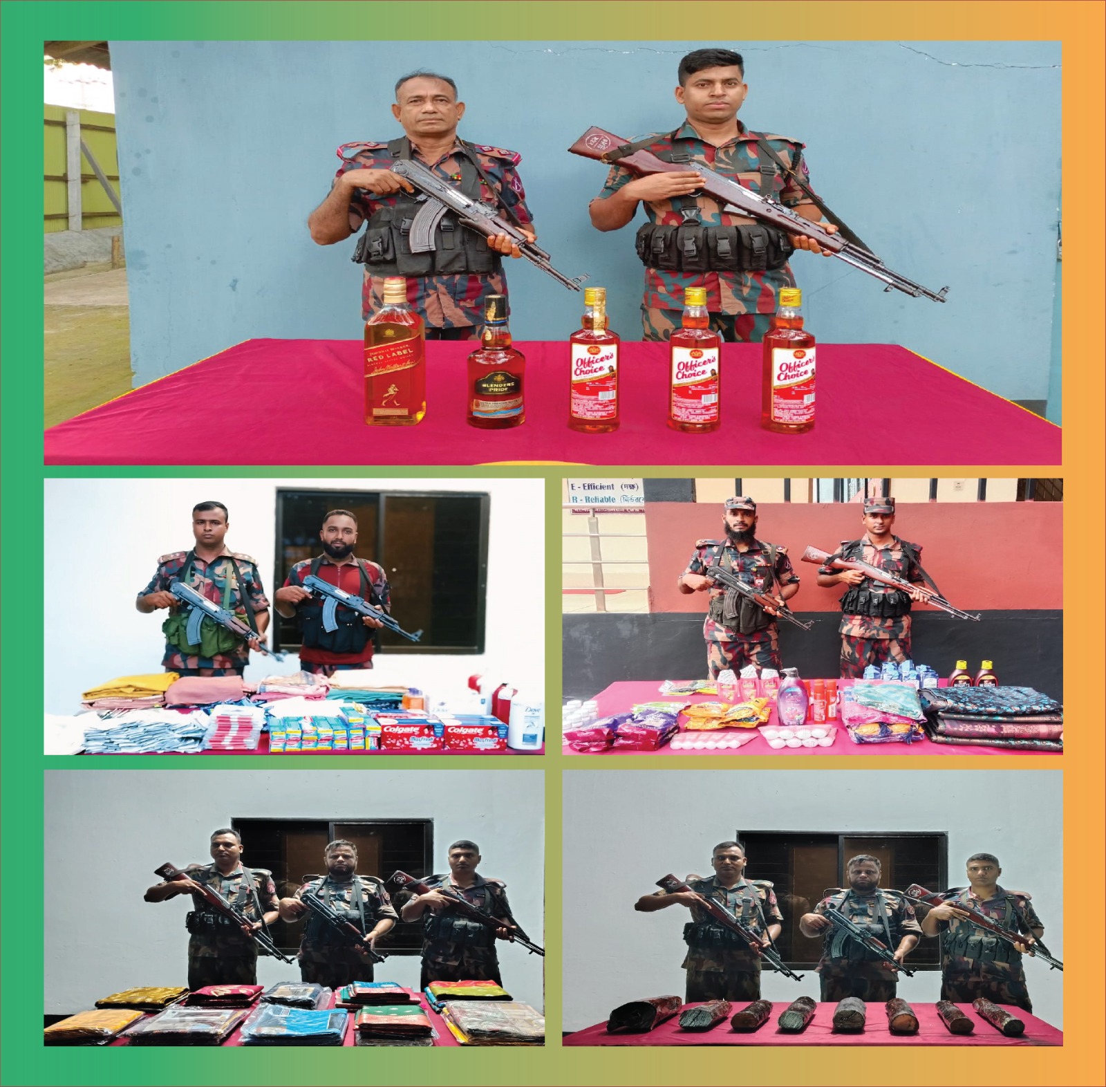 যশোর ব্যাটালিয়ন ৪৯ বিজিবির অভিযানে মদ সহ ভারতীয় পণ্য আটক।