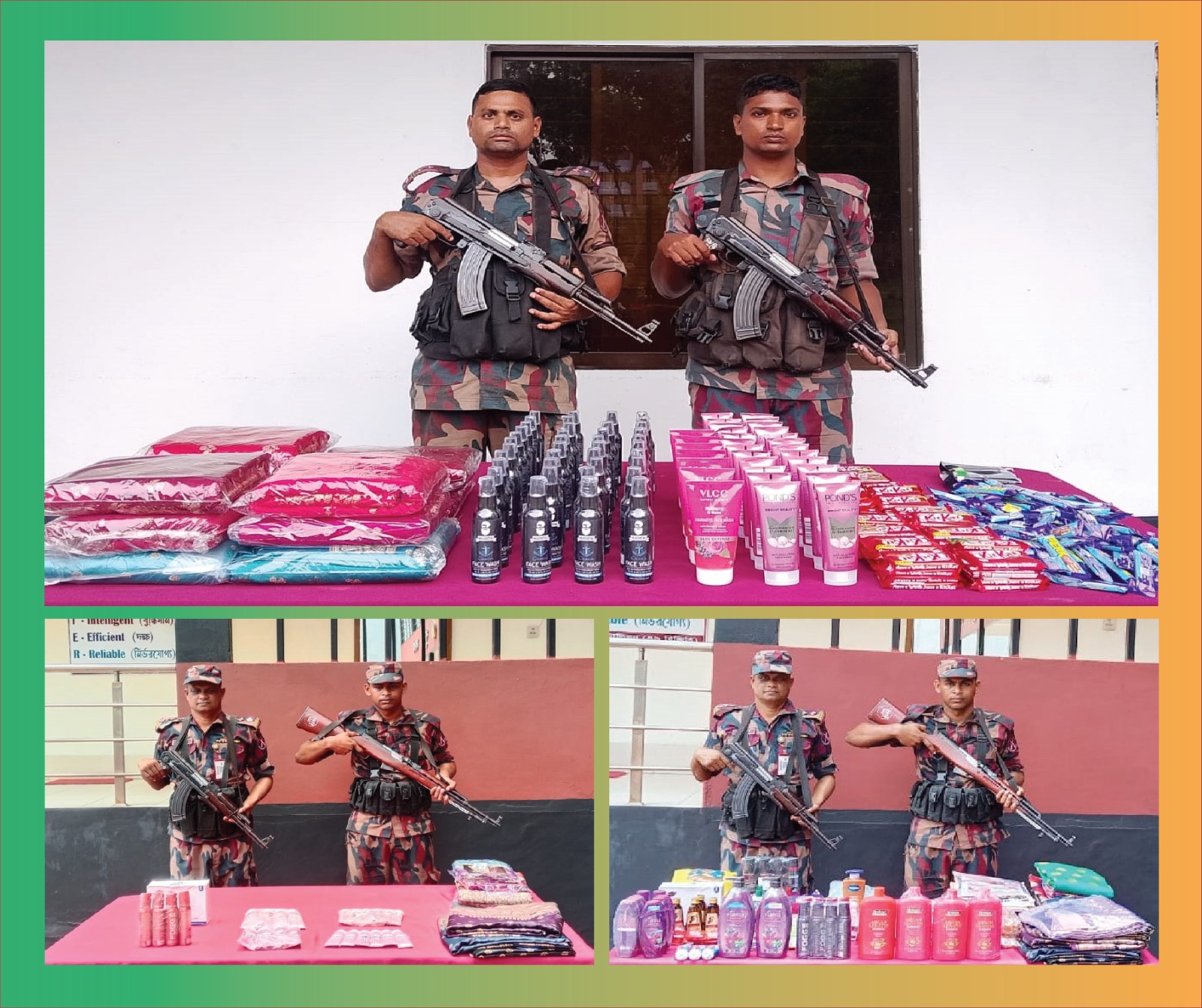 যশোর ব্যাটালিয়ন ৪৯ বিজিবির অভিযানে ভারতীয় শাড়ী সহ বিভিন্ন পন্য আটক,