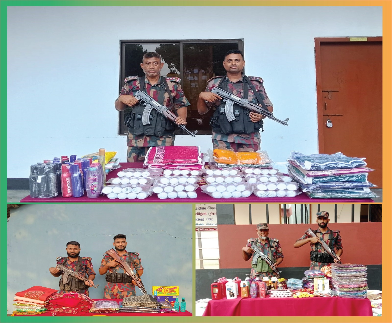 যশোর ব্যাটালিয়ন দায়িত্বপূর্ণ সীমান্তবর্তী এলাকা থেকে ভারতীয় পণ্য আটক।