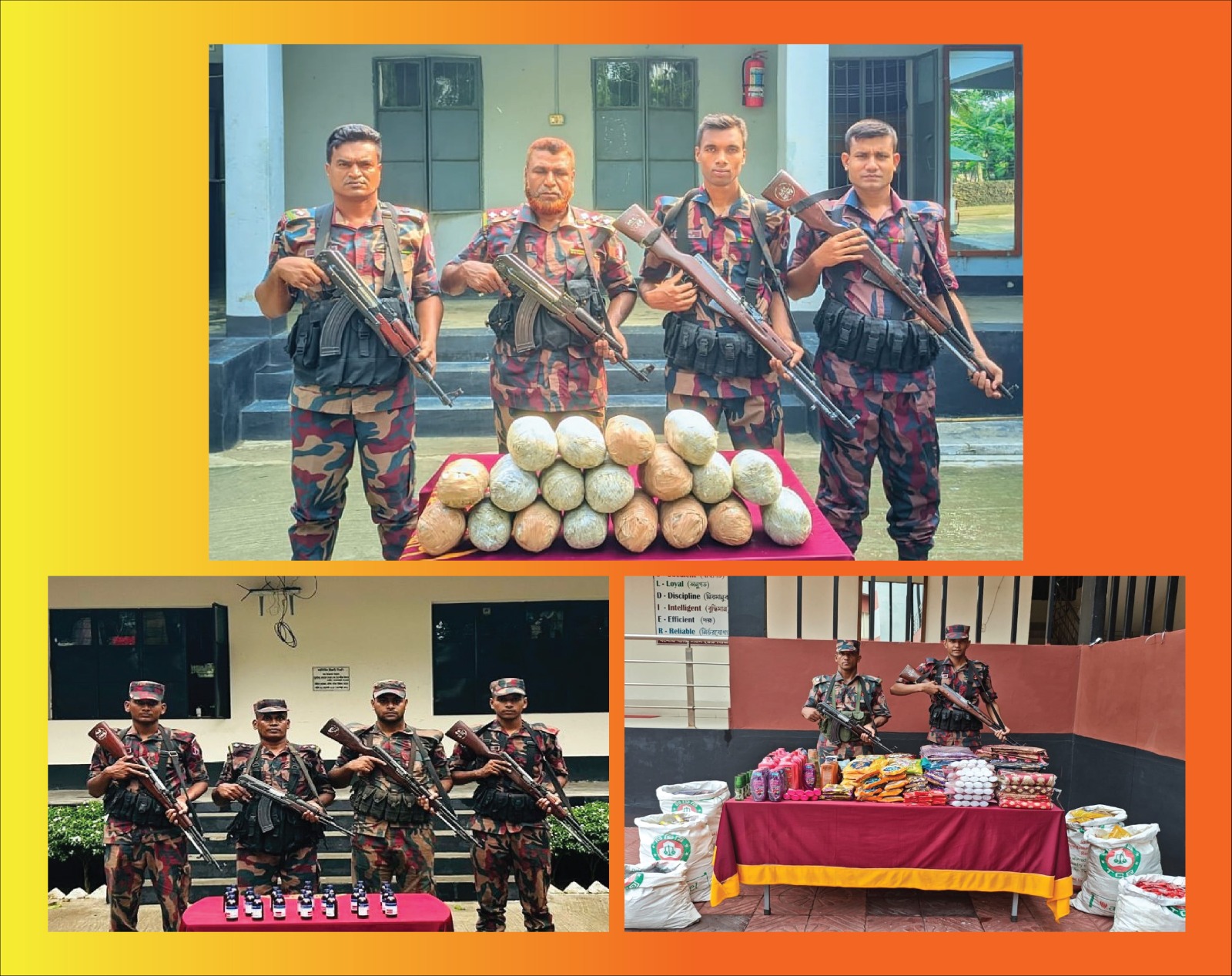 যশোর ব্যাটালিয়ন ৪৯ বিজিবির অভিযানে গাঁজা সহ ভারতীয় বিভিন্ন পন্য আটক।