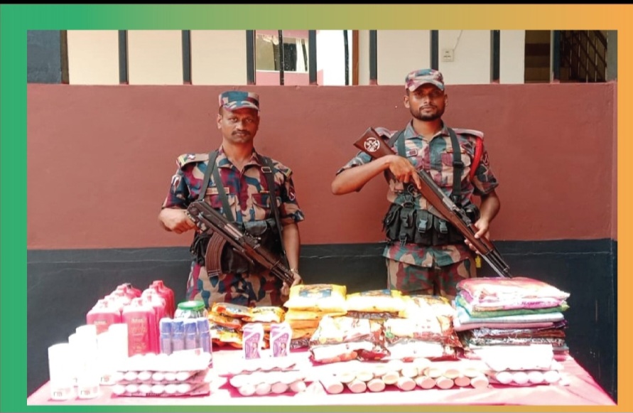 যশোর ব্যাটালিয়ন ৪৯ বিজিবির অভিযানে সীমান্ত থেকে ভারতীয় বিভিন্ন পন্য আটক।