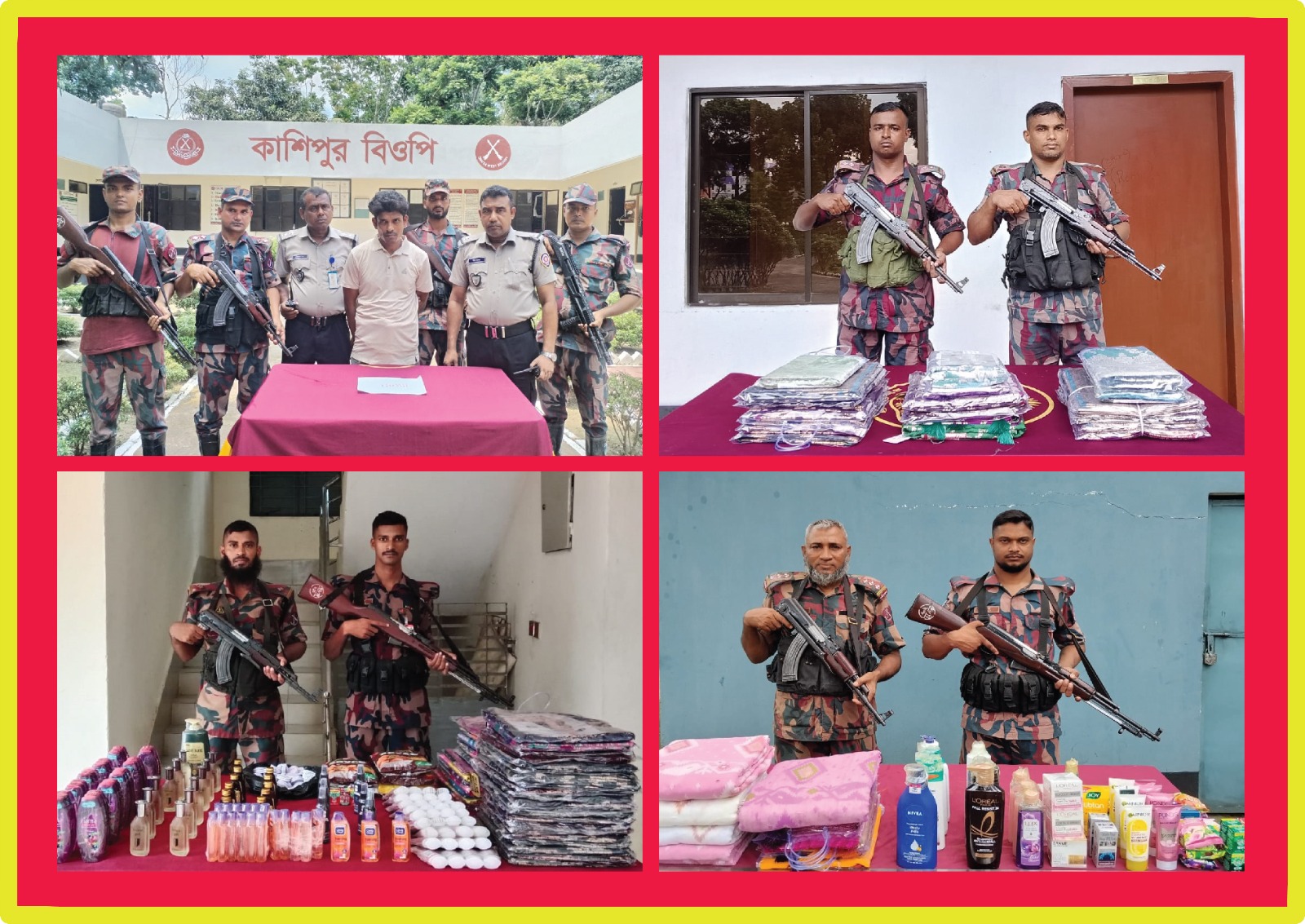 যশোর ব্যাটালিয়ন ৪৯ বিজিবির অভিযানে পাঁচ লক্ষ বিরাশি হাজার টাকার ভারতীয় পণ্য উদ্ধার আটক ১।
