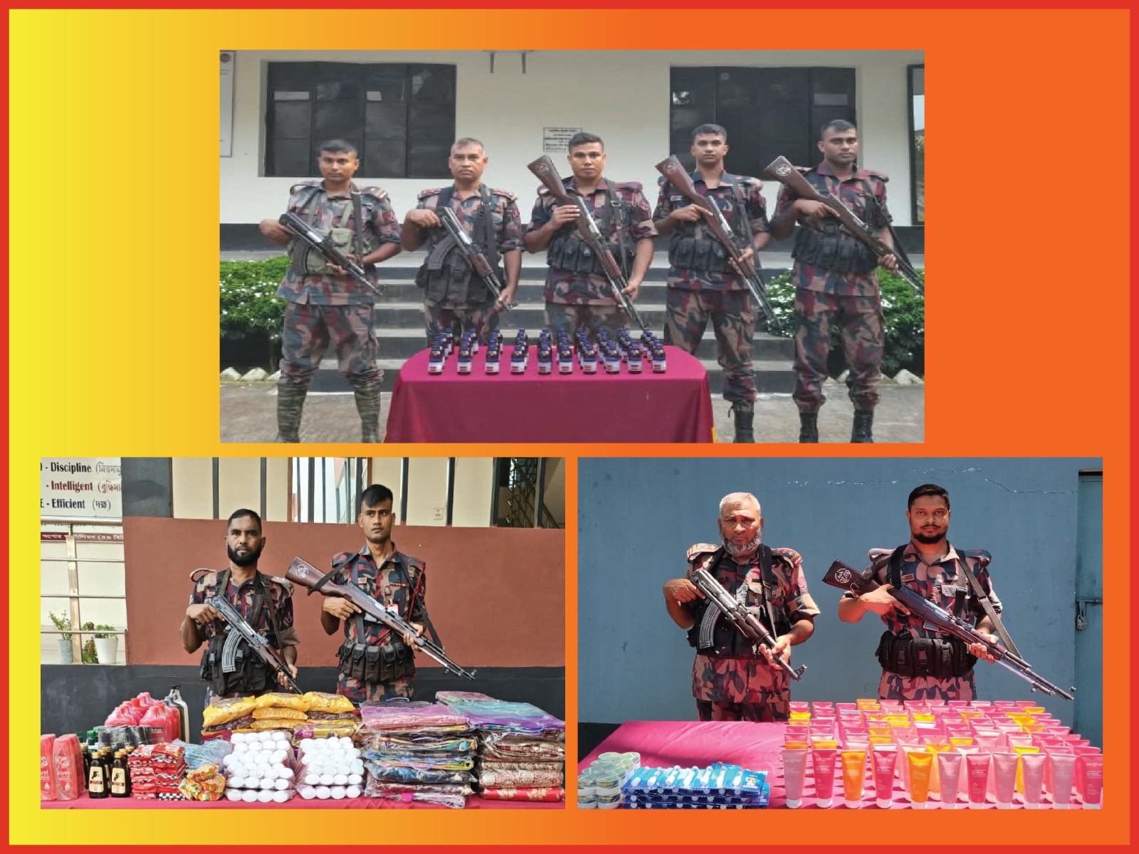 বেনাপোলে বিজিবি অভিযান মাদকদ্রব্য ও চোরাচালান পণ্য আটক।