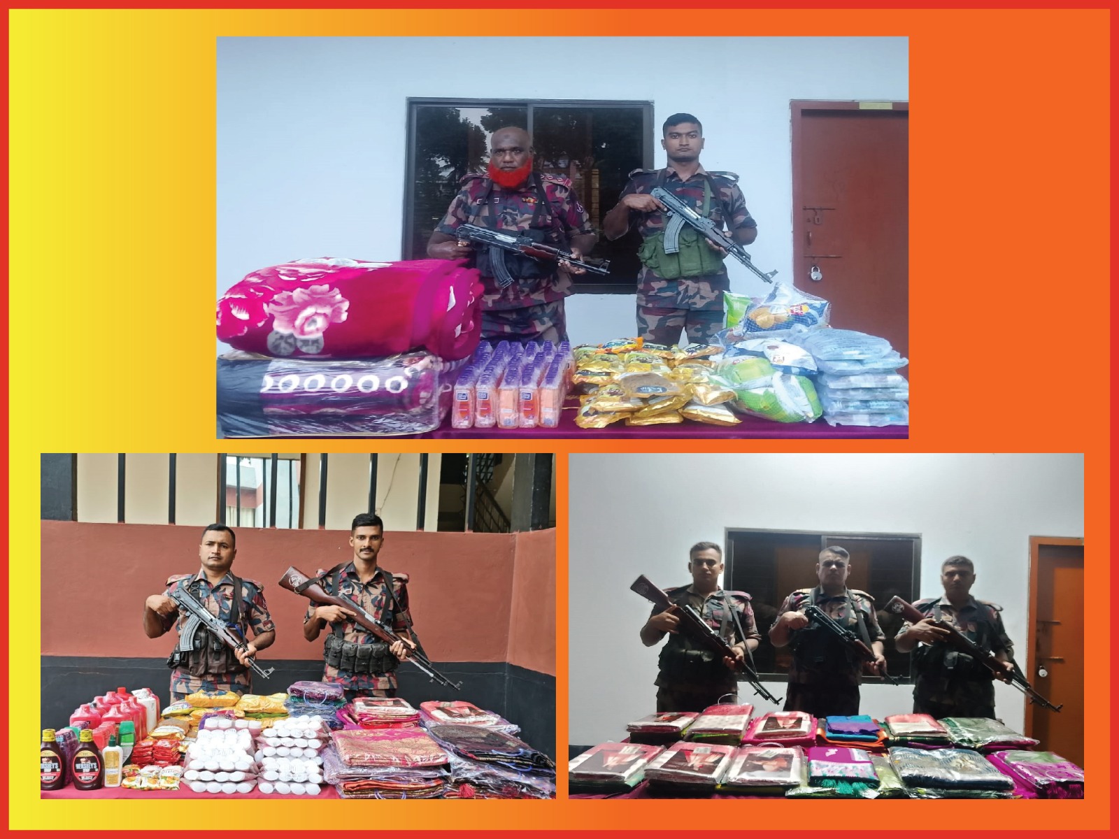 যশোর ব্যাটালিয়ন ৪৯ বিজিবির অভিযানে ভারতীয় পণ্য আটক।