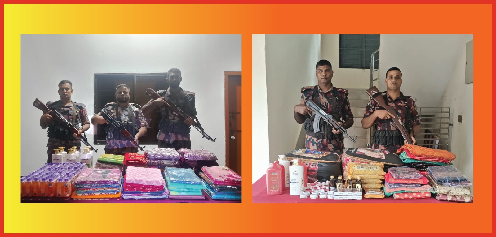যশোরে বিজিবির অভিযানে ভারতীয় পণ্য আটক।