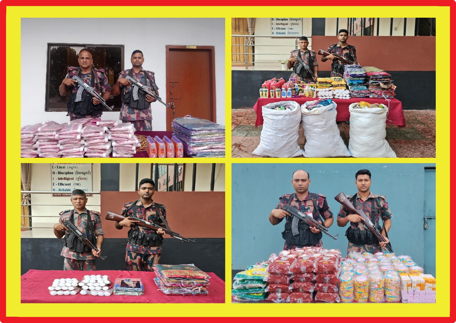যশোর ব্যাটালিয়ন দায়িত্বপূর্ণ সীমান্তবর্তী এলাকা থেকে ভারতীয় পণ্য আটক।