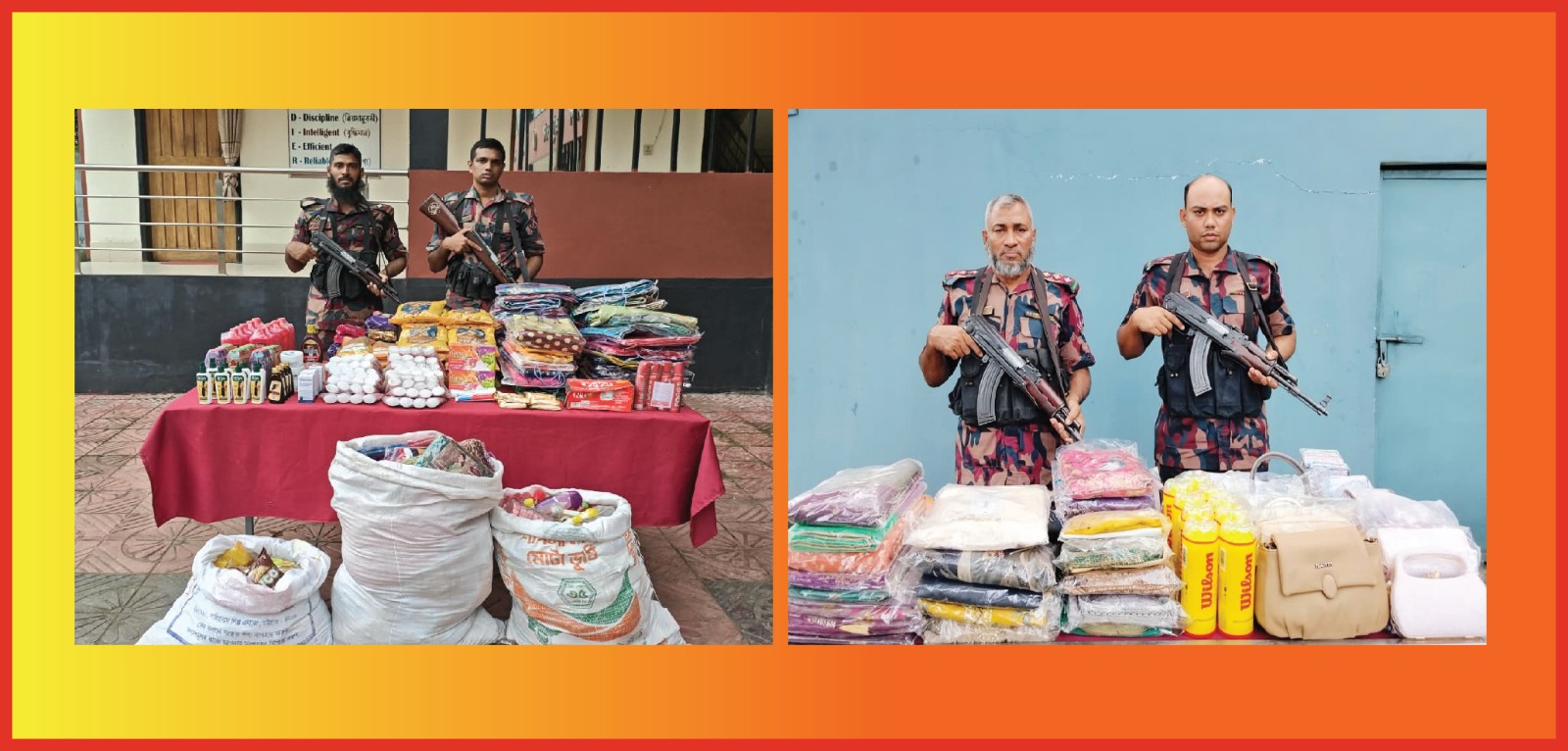 যশোর ব্যাটালিয়ন ৪৯ বিজিবির অভিযানে বিপুল পরিমাণ ভারতীয় পণ্য আটক।