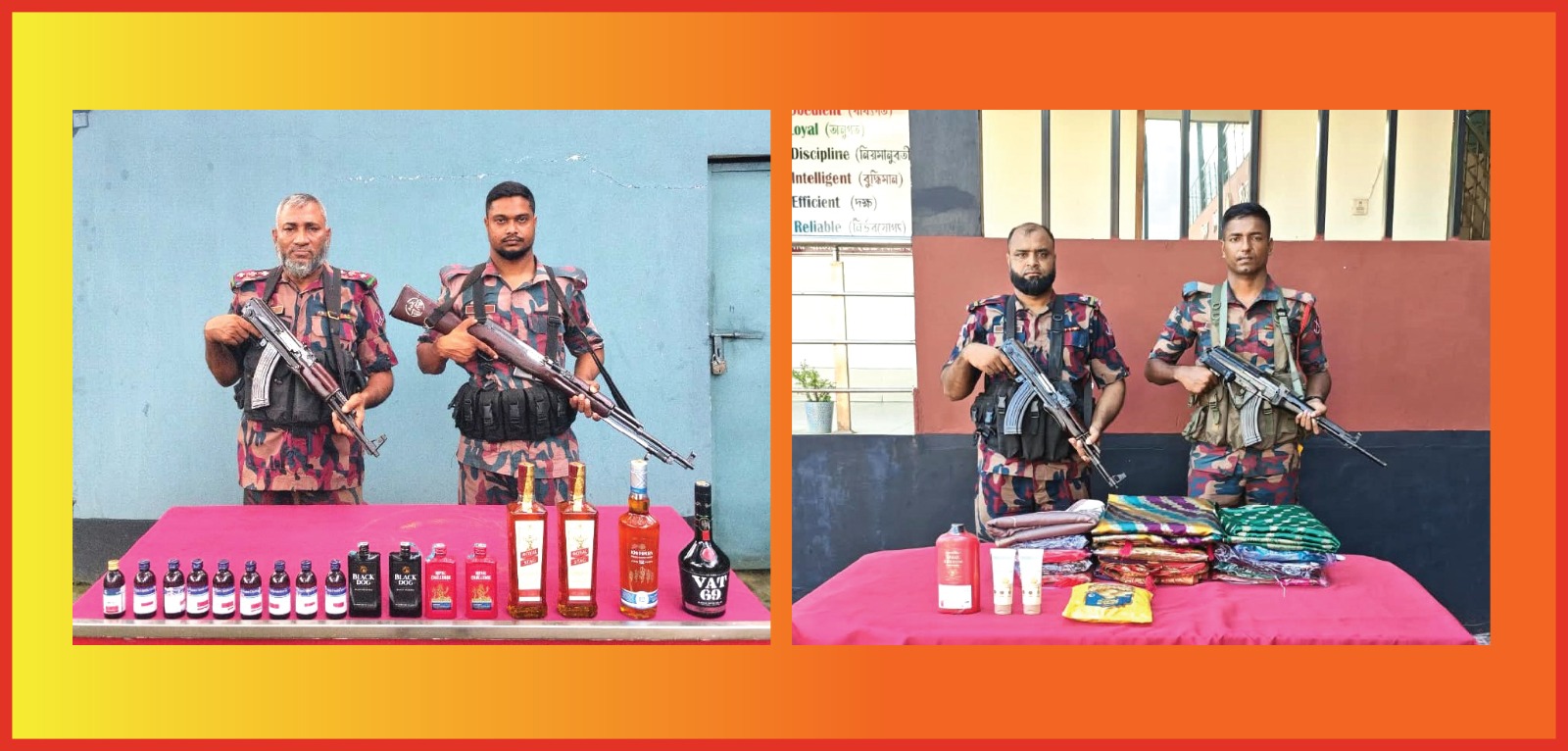 যশোর ব্যাটালিয়ন ৪৯ বিজিবির অভিযানে ভারতীয় বিদেশী মদ বিভিন্ন পন্য আটক।