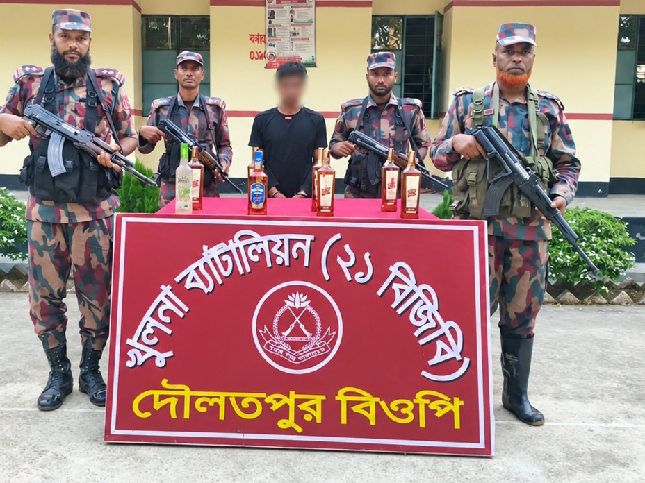 বেনাপোল দৌলতপুর সীমান্ত ৮ বোতল ভারতীয় মদ সহ পাচারকারী আটক।